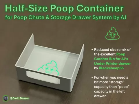 Half-Size Poop Catcher Bin for AJ's Drawer System