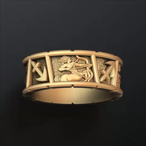 Horoscope Sagittarius Ring v2 3D print model