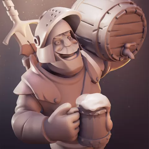 Cheerful Stylized Beer Knight