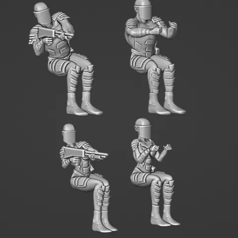 Gaslands 20mm Scale Police Drivers and Passenger Figure Set STL – Miniature Tabletop Gaming Printable Figure
