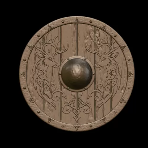 Viking Inspired Stag Norse Shield - STL 3D Print Files - Resin & FDM - Miniature, Display & Cosplay by dogpuddle