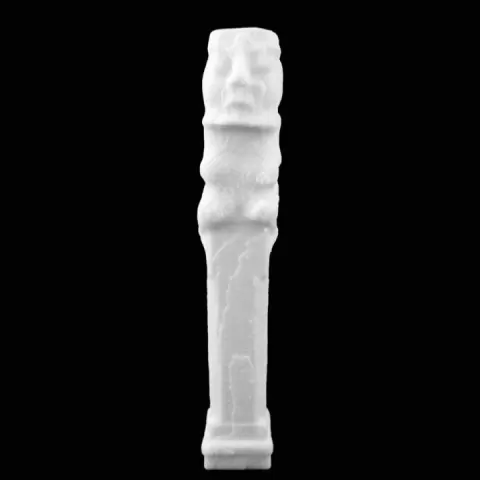 Pottery Tomb Pillar with a Squatting Guardian Figure on Top at The British Museum, London by Scan The World