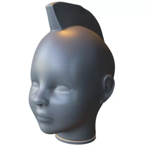 Punk Mohawk Child Head Sculpture