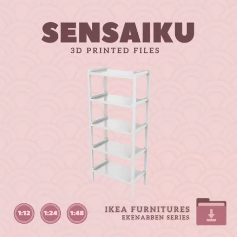 Miniature Replica 01. EKENABBEN Open Shelf Unit for Miniature Dollhouse - IKEA - 3D Print Instant Download