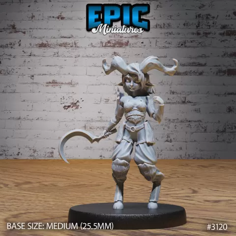Satyr Girl Scythe / Pan Warrior / Forest Guardian / Nature Spirit / Wild Animal Hybrid / Deer Humanoid Encounter by Epic-Miniatures