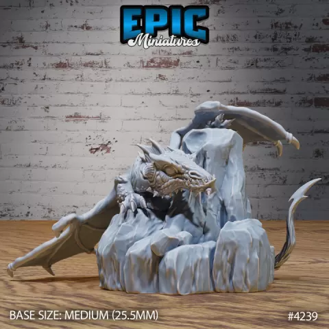 Black Dragon Wyrmling Hiding / Legendary Drake / Ancient Flying Dragonborn / Evil Beast / Winged Mountain Encounter by Epic-Miniatures