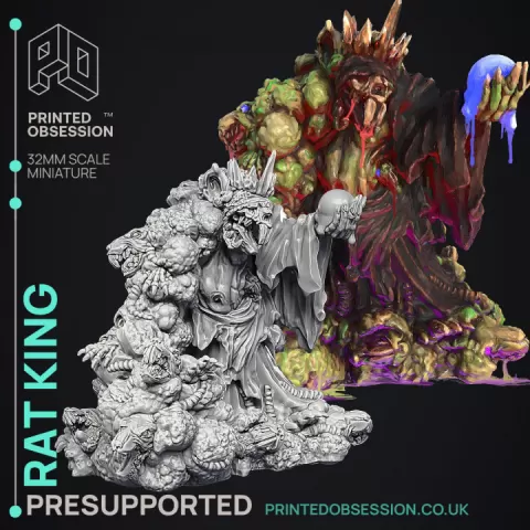 Rat King - Undead Cryptid - Cryptids of the Darkwoods - PRESUPPORTED - Illustrated and Stats - 32mm scale by Printed Obsession