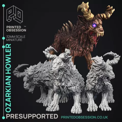 Ozarkian Howlers - 3 Models - Cryptids of the Darkwoods - PRESUPPORTED - Illustrated and Stats - 32mm scale by Printed Obsession