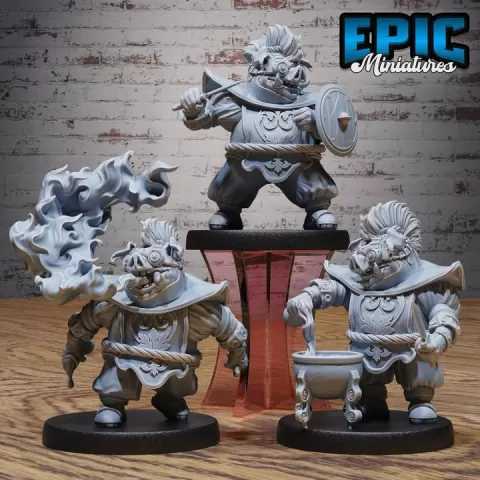 Alchemist Pig Set / Alchemy Animal / Ogre Warrior / Swine Creature / Bulky Animal Raider / Siege Beast / Forest Encounter by Epic-Miniatures