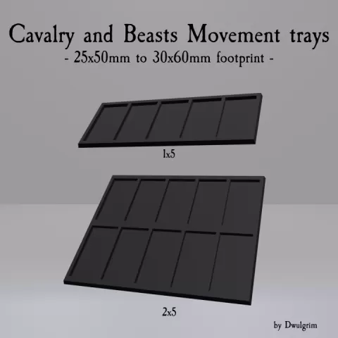 Cavalry and Beast Movement Trays I - 25x50 to 30x60 footprint adapter by Dwulgrim