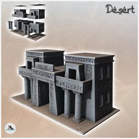 Large Egyptian Building with Majestic Entrance, Columns and Balconies (19) - Canyon Sandy Landscape 28mm 15mm RPG DND Nomad Desertland African by Hartolia Miniatures