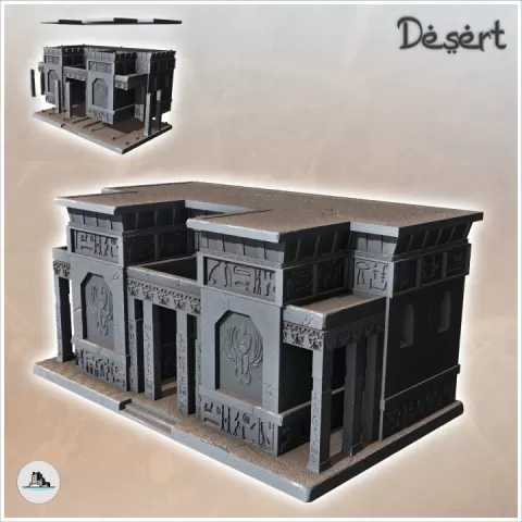 Large Egyptian Flat Roof Building (15) - Canyon Sandy Landscape 28mm 15mm RPG DND Nomad Desertland African by Hartolia Miniatures