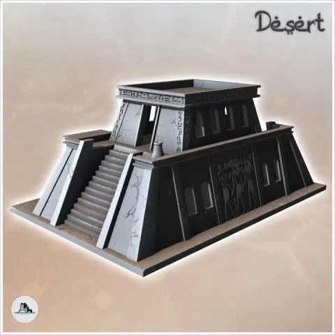Egyptian building with grand staircase and upper floor (5) - Canyon Sandy Landscape 28mm 15mm RPG DND Nomad Desertland African by Hartolia Miniatures