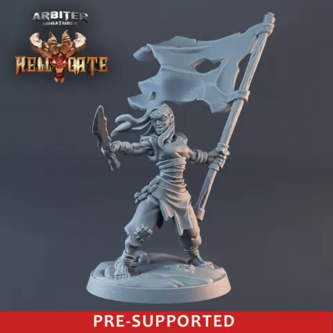 Pre-supported Cultist Rager Female 04 by Arbiter Miniatures - by Theis Haagh Jakobsen