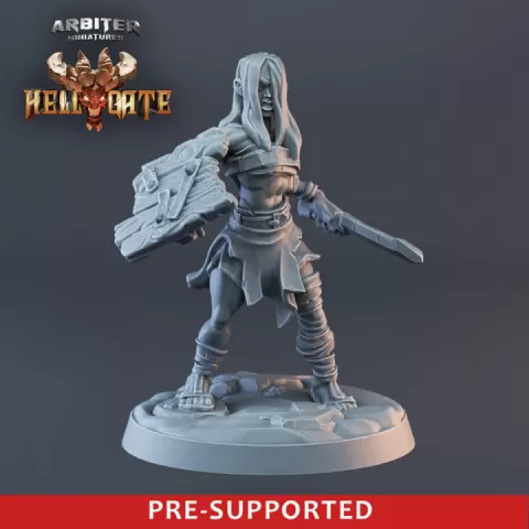 Pre-supported Cultist Rager Female 03 by Arbiter Miniatures - by Theis Haagh Jakobsen