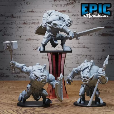 Pig Ogre Set / Giant Cave Creature / Bulky Animal Raider / Forest Goblin Beast / Goblinoid Monster / Mountain Encounter by Epic-Miniatures