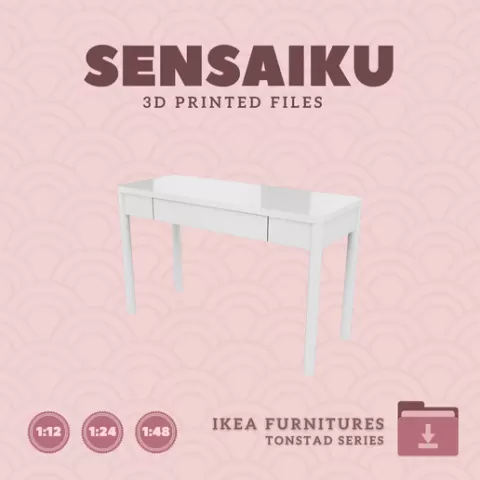 Miniature Replica 05. TONSTAD Desk 47 In for Miniature Dollhouse - IKEA - 3D Print Instant Download