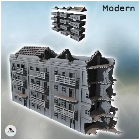 Pavlov's Houses three-story ruined buildings (Stalingrad, US - Hartolia Miniatures