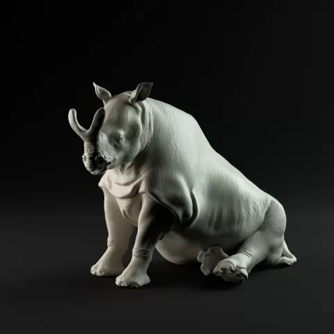 Megacerops/Brontotherium sitting 1-35 scale pre-supported prehistoric animal by Dino and Dog