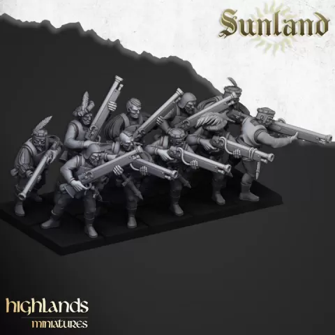 Sunland Arquebusiers and Crossbowmen - Highlands Miniatures by Highlands Miniatures