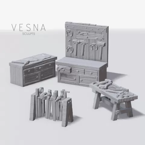 MEDIEVAL BLACKSMITH FORGE TOOLS by VESNA SCULPTS