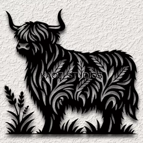 highland cow wall art high land cow in wheat field wall decor cattle decoration