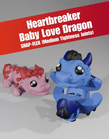 Heartbreaker, Baby Love Dragon - Articulated Dragon Snap-Flex Fidget (Medium Tightness Joints)