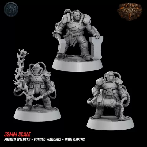 Forged Welders – Forged Wardens | Iron Depths STL | 32mm Industrial Troops by Forged Path Miniatures