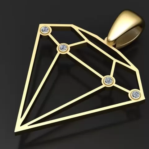 DIAMOND SHAPE GOLDEN PENDANT 3D PRINTABLE MODEL