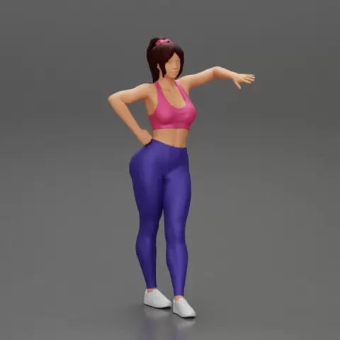 Sexy fitness girl leaning on a wall while standing outdoors by 3DGeschaft Miniatures Figures