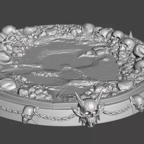 Circle of Skulls – Socle gothique STL pour figurine 3D – Base crânes dark fantasy