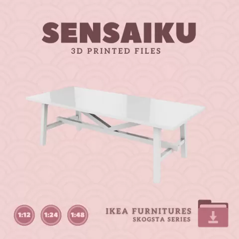 Miniature Replica SKOGSTA Dining Table 92 In for Miniature Dollhouse - IKEA - 3D Print Instant Download