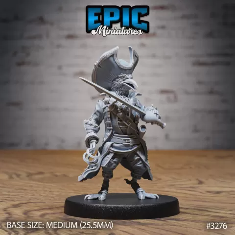Crow Folk Pirate / Bird Folk / Female Birdfolk Warrior / Raven Humanoid / Water Bandit / Ship Master / Sea & Ocean Encounter by Epic-Miniatures