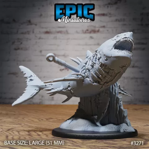Zombie Shark Wounded / Undead Water Predator / Evil Swimmer / Ancient Underwater Beast / Sea & Ocean Encounter by Epic-Miniatures