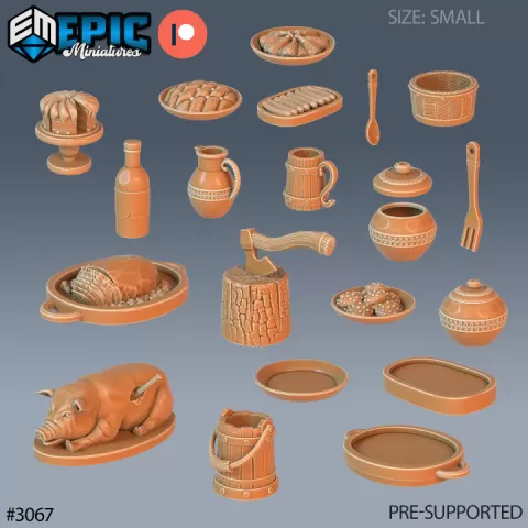 Tavern Equipment Scatter / Medieval Items Set / Human Village Building / Warrior Pub / Dungeon Area Decoration by Epic-Miniatures