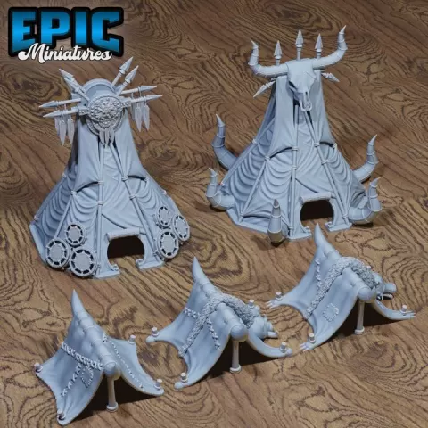 Goblin Tents / Green Skin Camp Shelter / Raider Tribe Crew Base Lodge / Goblinoid Construction / Forest Dungeon Area Decoration / Woodland Encounter by Epic-Miniatures