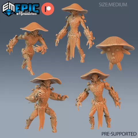Mushroom Folk Set / Infested Warrior / Fungus Fighter / Mold Lord / Forest Guard / Swamp Guardian by Epic-Miniatures