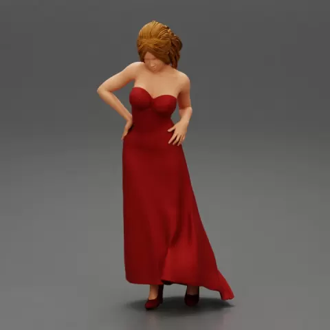 Fashion portrait of romantic beautiful girl in long dress by 3DGeschaft Miniatures Figures