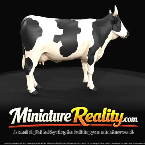 Cow Female cow with horns (1860s) - HO 1:87 Master STL (print at any scale)