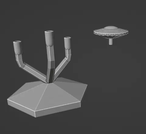 Fighter Class Saucer Spaceship and Flight Stand