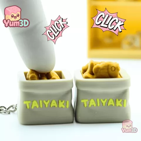 🍂 Yum3D Bag of Taiyaki Fidget Clicker Keychain - Cute Backpack Keychain by Yum 3D