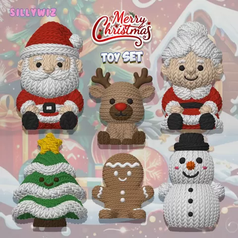 Buy 5 Get 1 FREE! - Christmas Santa Family - Knitted - SillyWiz