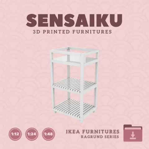 Miniature Replica RAGRUND Cart for Miniature Dollhouse - IKEA - 3D Print Instant Download