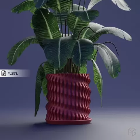 HelixNature Pot - STL 3D Print File by Printografia, Planter with Water drainage and Drip tray