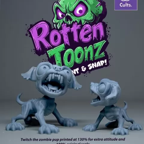 Rotten Toonz: Twitch the Chihuahua – Print & Snap Articulated Zombie Pup! 🐶💀