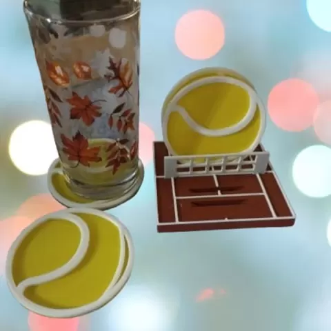 Tennis Court Coaster Set with Commercial License by Brianna N.
