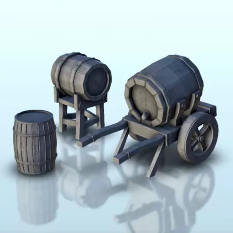 Set of medieval barrels (1) - Pirate Jungle Island Beach Piracy Caribbean Medieval terrain by Hartolia Miniatures