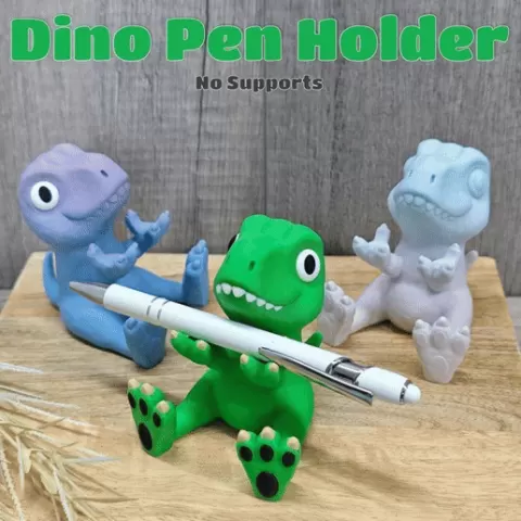 Cute Baby Dinosaur Pen Holder - T-Rex - No Supports - school enrollment -Color separeted Parts