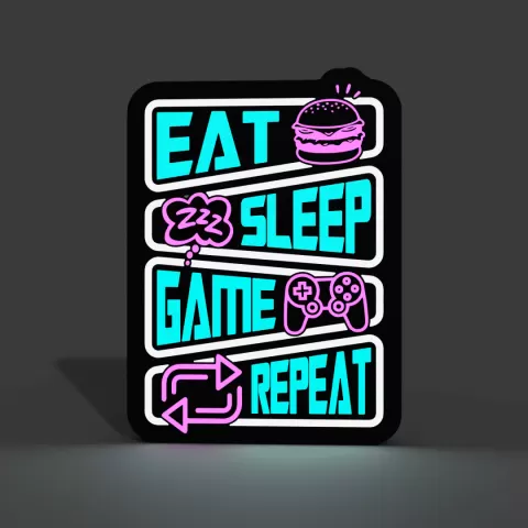 Eat Sleep Game Repeat Lightbox LED Lamp