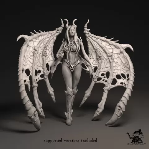 Succubus (1 inch/25 mm base, 1.25 inch/32 mm height and 2 inch/50 mm base, 75mm/3 inch height miniature) by 2moronic miniatures